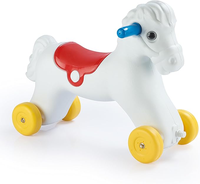 Dolu Wheeled Rocking Horse 2 in 1 Toddler Ride On Toy with Removable Sled and Push Along Option for Kids Ages 2 and Up, Indoor and Outdoor Play, White