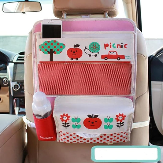 Cute Cartoon Car Backseat Organizer Auto Car Foldable Table Tray Seat Back Storage Bag Organizer for Baby Kid
