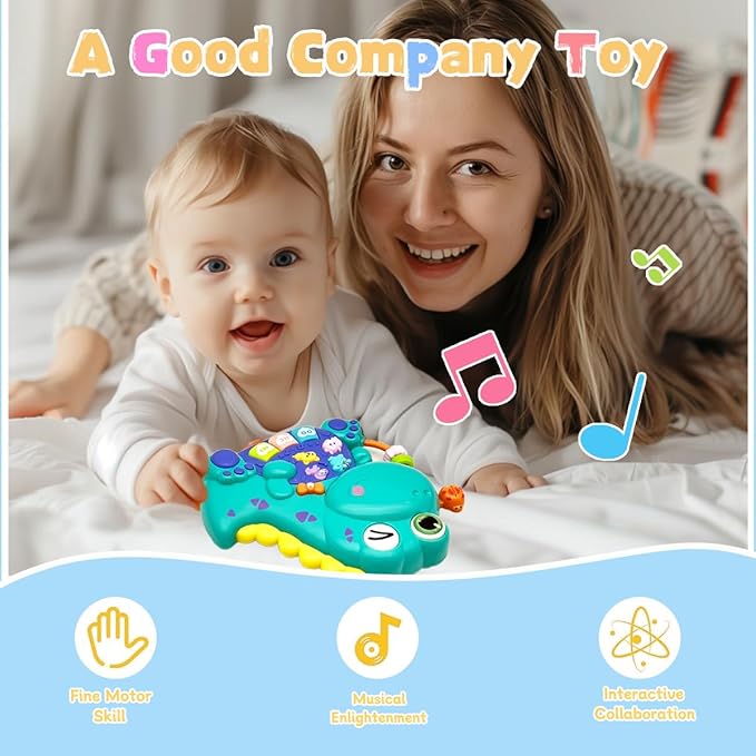 Baby Musical Toys for 1 Year Old Boys and Girls, Piano Keyboard Light Up Musical Toys for Toddlers 1-3 , Early Learning Educational Infant Toys Gifts for 12-18 Months (Dinosaur)