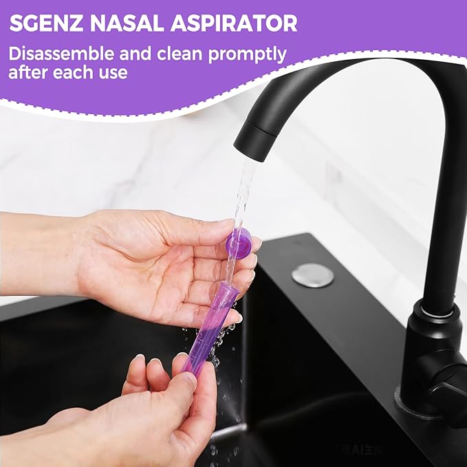 Nasal Aspirator for Baby with 20 Hygiene Filters Nose Sucker, Reusable Infant Nose Cleaner, Easy to Use and Clean, Custom-Sized for Newborns Nasal -Portable for Both Travel and Home Use-Purple