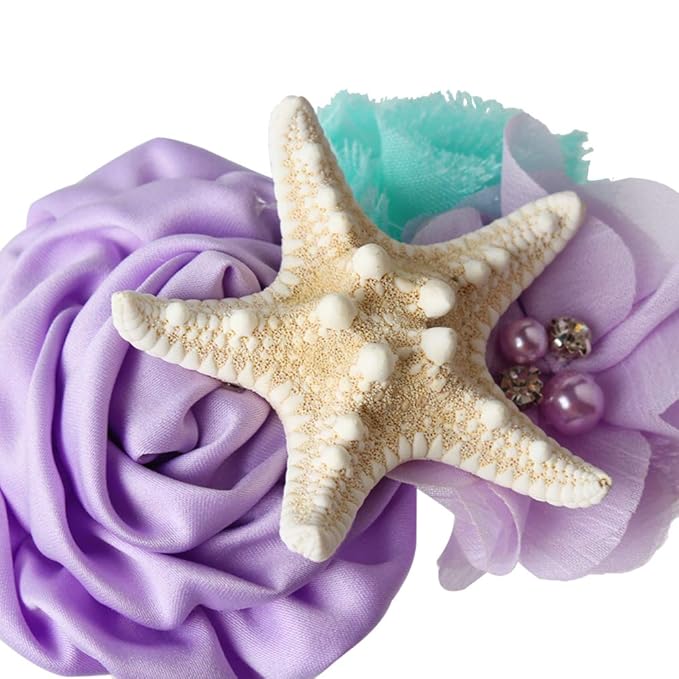 YanJie Baby Girls Starfish Glitter Headband & Hair Bows for Birthday Party Gift, Aqua Lavender (M, Gold)