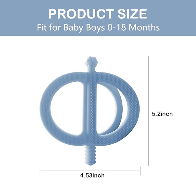 Baby Teething Toys Easy to Hold - 100% Food Grade Silicone Teething Ring for Babies 0-18 Months - BPA Free Teething Pain Relief for Infants 3-6-12 Months,Blue&Teal