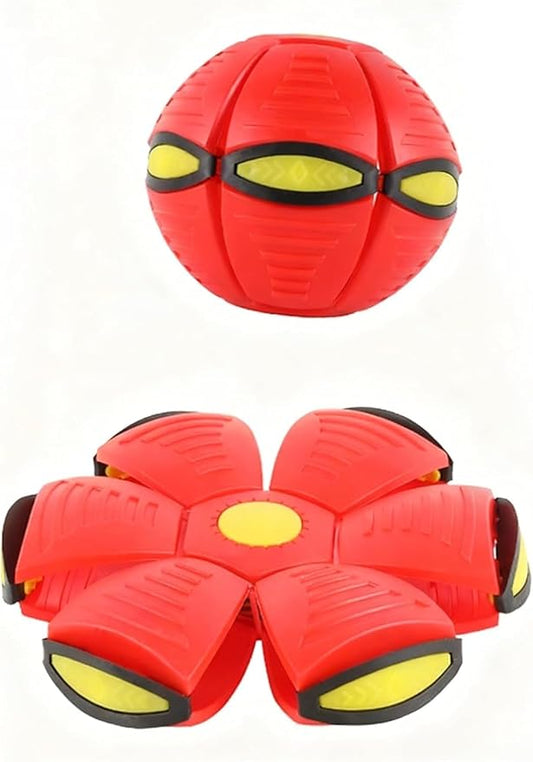 Magic Deformation Ball, Kids Bouncy Ball, Interactive Flying Saucer Pop-Up Toy, Parent-Child Interactive Red Bounce Ball, Collapsible Delay Frisbee Disc Toy with 6 Lights