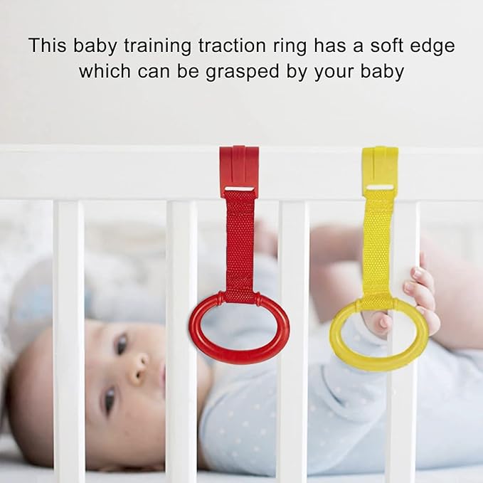 4 PCS Baby Pull Up Rings, Baby Crib Pull up Rings, Kids Walking Exercises Assistant Stand Up Rings Baby Cot Hanging Rings for Infant Baby Toddler Practice Tool