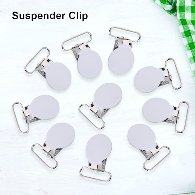 25mm Round Pacifier Clips, Suspender Snaps, DIY Clothes Accessories, for Making Pacifier Holders Bib Clips(White)
