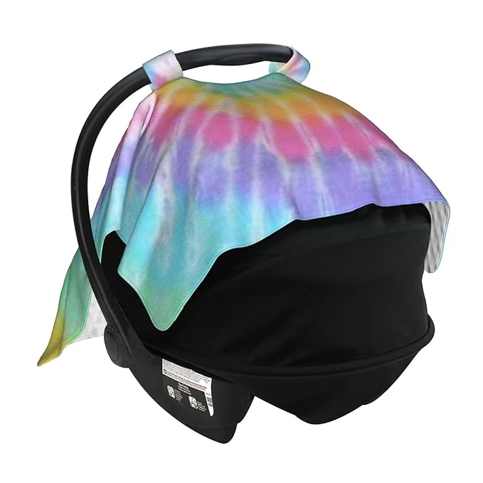 Tie Dye Baby Car Seat Canopy Cover 39x27.5 Inches Multi Use Nursing Cover for Newborn Car Seat Canopy Mom Nursing Breastfeeding Covers Newborn Shower Gifts