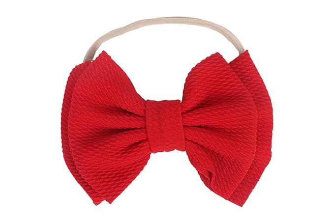 Baby Girl's 5 Inches Soft Double Bow-knot Nylon Headband Toddler Headdress for Photography Party Festivals (Red)
