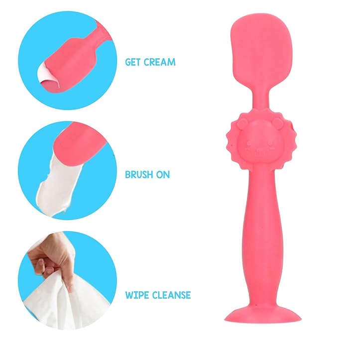 Marhynchus Soft Baby Butt Cream Applicator Skin Friendly Silicone Diaper Cream Spatula with Suction Base (Red) Diaper Cream Spatula Diaper Cream applicator