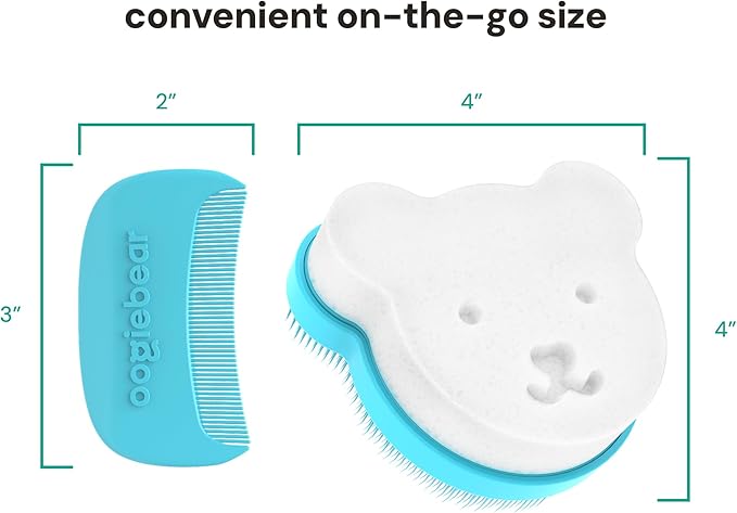 oogiebear Cradle Cap Brush Kit Includes 2 Additional Replacement Sponges – Gentle and Safe Scalp Massage Care with Sponge, Brush, and Comb for Newborns and Babies