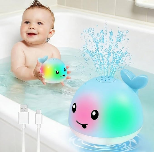 Gigilli Baby Bath Toys, Light Up Whale Sprinkler Bath Toys for Kids Ages 1-3, Pool Water Table Bathtub Fountain Toy for Toddler 6-12 Months, Easter Basket Stuffers Birthday 1 Year Old Boys Girls Gifts