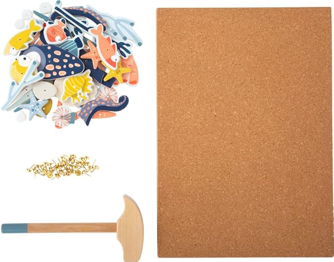 Small Foot Sealife 12263 Wooden Hammer Game with Large Selection of Motif Elements Including Cork Board from 3 Years