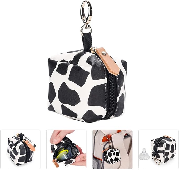 LUOZZY Pacifier Holder Pouch - Portable Pacifier Case with Cows Pattern, Easily Attach to Diaper Bags or Purse for Outdoor Travel Accessories