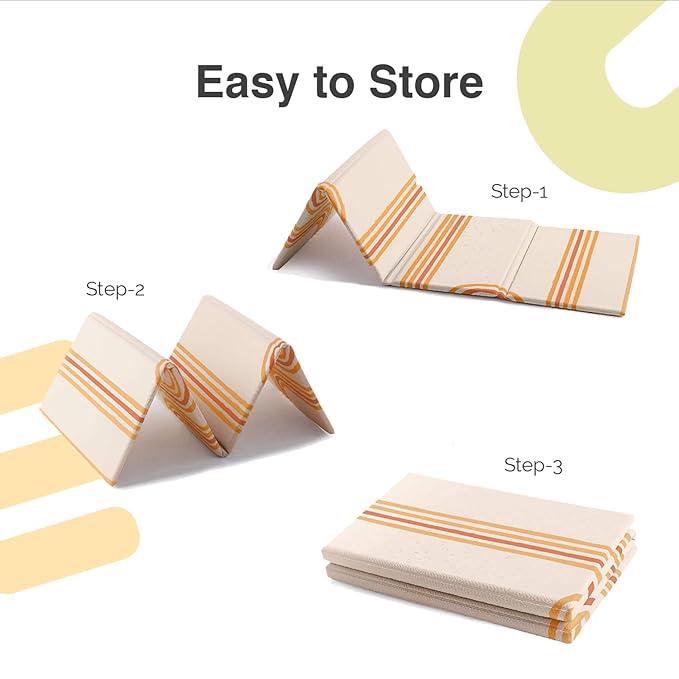 Oribel Foldable Baby Play Mat | 6.6ft x 5ft | Odour Resistant | Premium Thick & Plush | Waterproof, Stain Resistant & Easy Clean (Savanna Adventure)