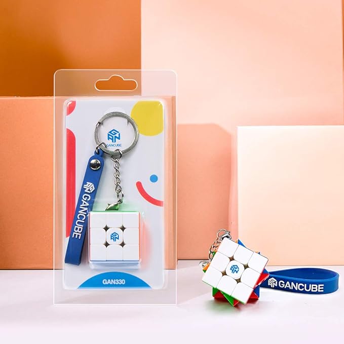 GAN 330 Keychain Cube, 3x3 Mini Key Ring, 3by3 Small Sitckerless Speed Cube, Standard Version, 1.2 Inch