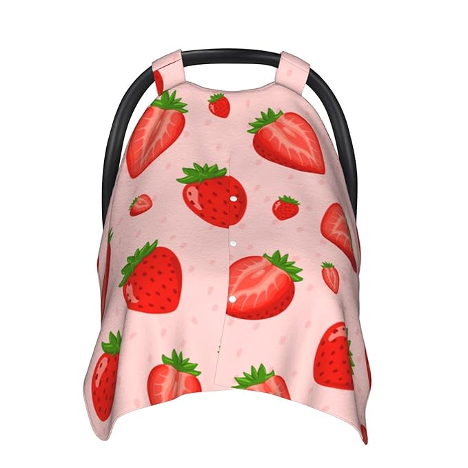 Strawberries Car Seat Covers for Baby Peekaboo Opening Carseat Cover Nursing Cover Canopy for Shower Gift Newborn Toddler