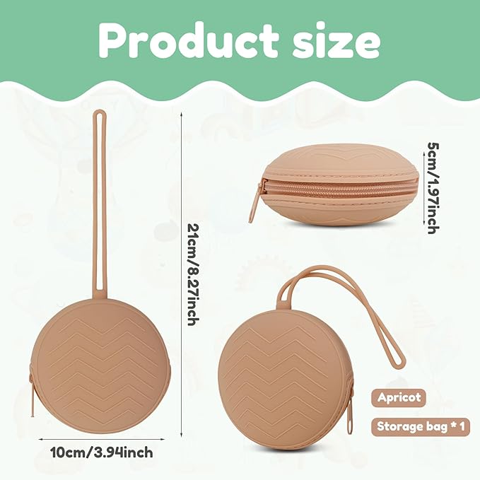 Silicone Pacifier Holder Case, Portable Leakproof Design Baby Pacifier Storage Case, Newborn Baby Silicone Pouch for Boys & Girls, Easy Clean (Clay)