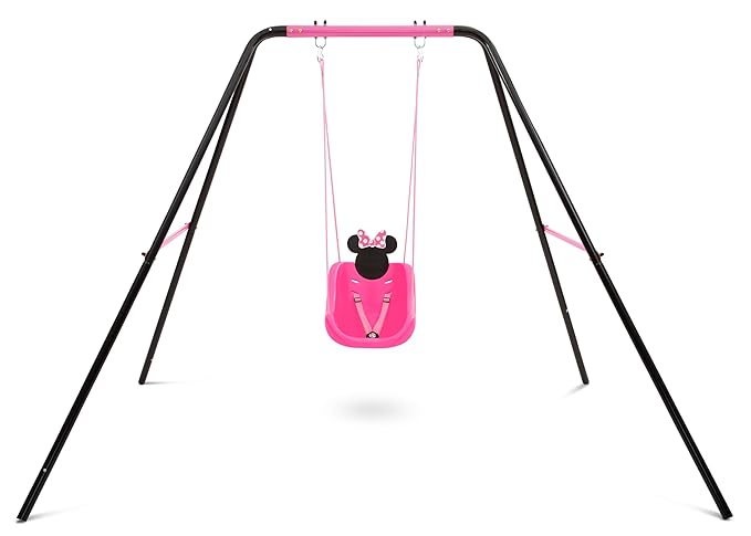 Disney Minnie Mouse 2-in-1 Outdoor Swing by Delta Children – for Babies and Toddlers – Full Bucket Seat