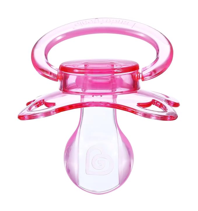Landofgenie Large Shield Adult Size Pacifiers Set Moon Shape Transparent Design Pacifier Pink