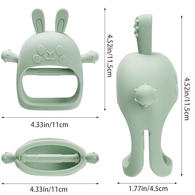 Baby Teething Toys 3-24 Months, Easter Bunny Toys, Teething Relief, Baby Teething Toys, Bunny Teether, Food-Grade Silicone Teething Mitten for Babies, 1 Year Baby Boy Gifts, BPA Free