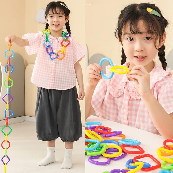 50PCS Baby Rings Toy Links Plastic Babies Teething Ring Attach Baby Toys to Strollers or Carrier Seat or Baby Bouncers for Infants