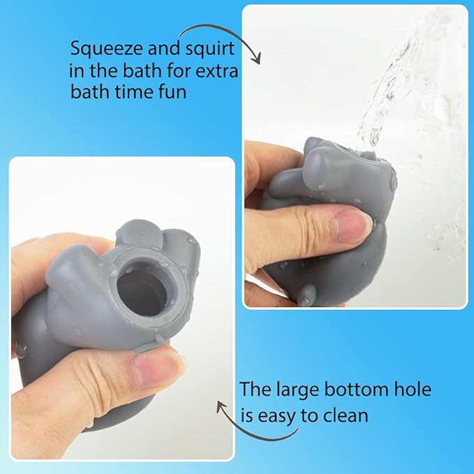 Baby Bath Toy Stackable Infant Bathtub Toys Stacking Floating Boat Train with Animal Finger Puppets Bath Toy Silicone Hand Puppet Educational Beach Toys for Babies Toddlers Party Favors