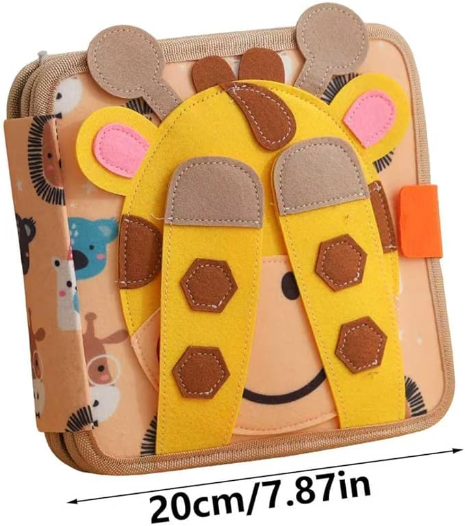 GOODMOM Giraffe Montessori Busy Book for Toddlers1-3 - Soft Felt Cloth Activity Book, Early Educational Sensory Toy, Travel Quiet Book for Boys & Girls