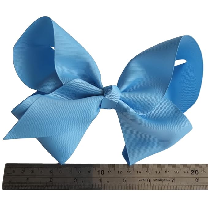 24 Colors Jumbo 8 inch Hair Bow Clips for Little Girls Grosgrain Ribbon Bow Alligator Hair Clip Baby Girl Teens Women Hair Accessories (24 pcs/8 Inch)