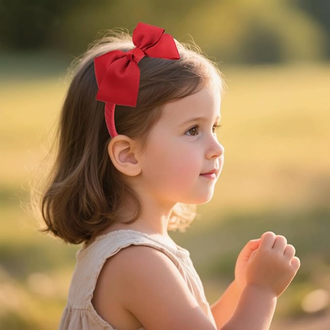 7Rainbows Fashion Cute Red Bow Headband for Girls Toddlers.