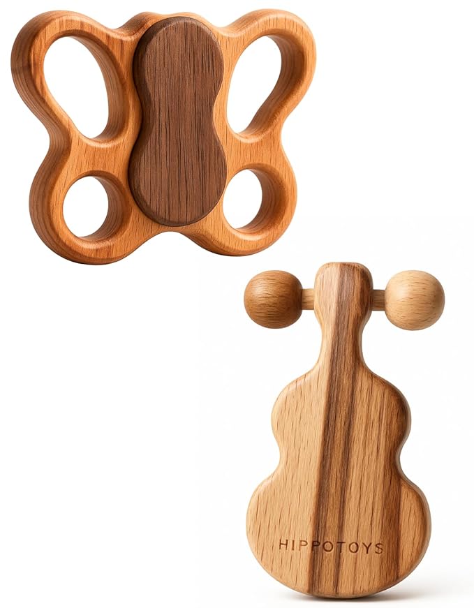 Natural Wooden Teether & Rattle Set for Babies 0-12 Months | Montessori Sensory Toys | Plastic-Free & Non-Toxic | CPSIA & ASTM Certified Safe