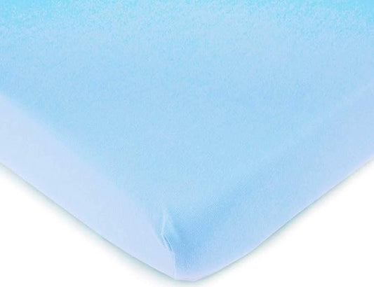 SheetWorld Baby Fitted Bassinet Sheet 15 x 33 inches, 100% Cotton Jersey Hypoallergenic Sheet, Unisex Boy Girl, Organic Baby Blue, Made in USA