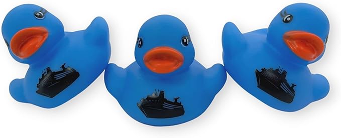 Cruise Ship Cruising Ducks Rubber Duck | Bulk 20 Pack | Rubber Ducky 2.25 inches Wide and 1.75 inches Tall | Use with Cruising Duck Tags | Carnival Blue with Ship