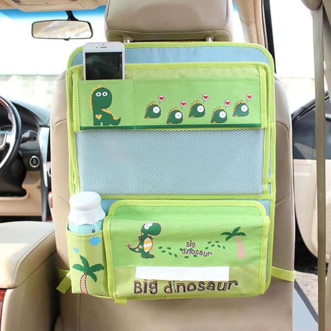 Cute Cartoon Car Backseat Organizer Auto Car Foldable Table Tray Seat Back Storage Bag Organizer for Baby Kid