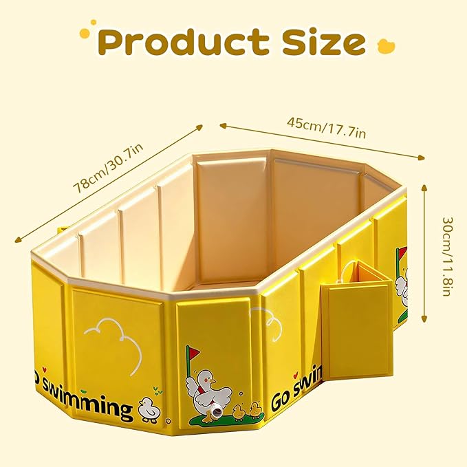 Collapsible Baby Bathtub with 2 Drain, Foldable Portable Baby Tub for Newborn & Toddler, Folding Baby Bath Tub, Small Water Play Pool for Travel & Home, 12M-5Y