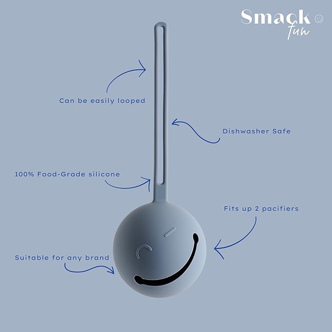 Smack Fun | Silicone Pacifier Holder Case | Pacifier case for diaper bag | Safe & Soft Material | Stain Resistant - Diaper Bag Essentials (Cambridge Blue)