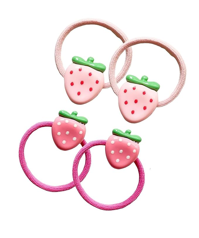 Strawberry Snap Clips Baby Girls Fruit Hair Bow Clips Strawberry Hair Ring Tie BBW24 (Set-E)
