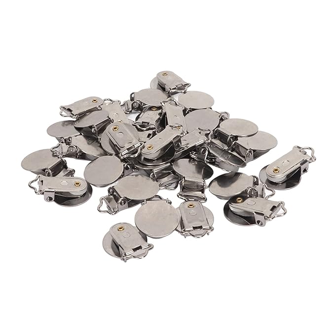Round Pacifier Clips,30pcs Metal Round Pacifier Clips for Toddler Rust Prevention Electroplated Stainless Steel Suspender Clips for Teething