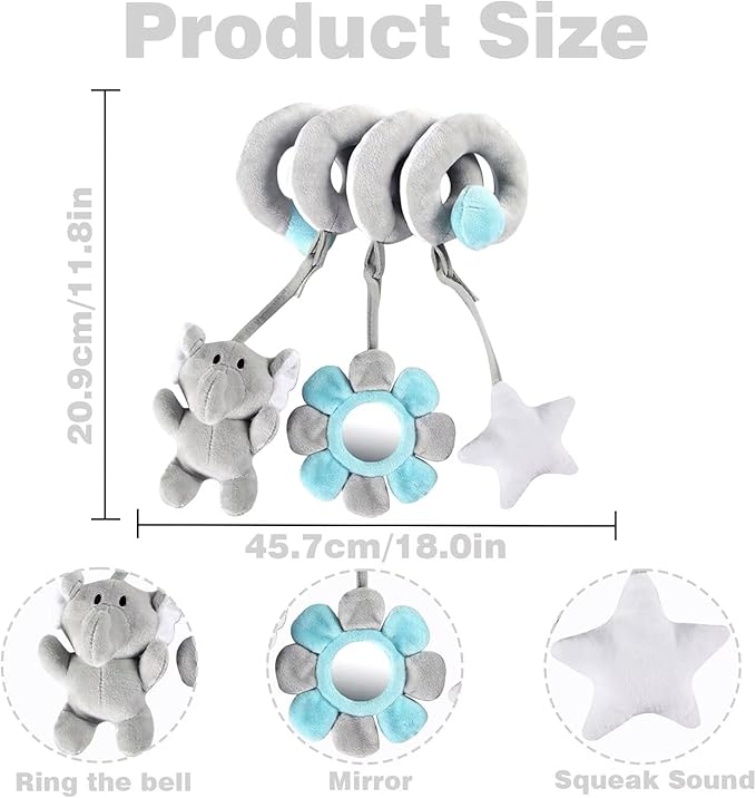 Multi-Use Baby Spiral Activity Toy – Spiral carseat Toy for Car Seat, Stroller,Play Gym, Keeps Baby Quiet, Easy Travel Solution