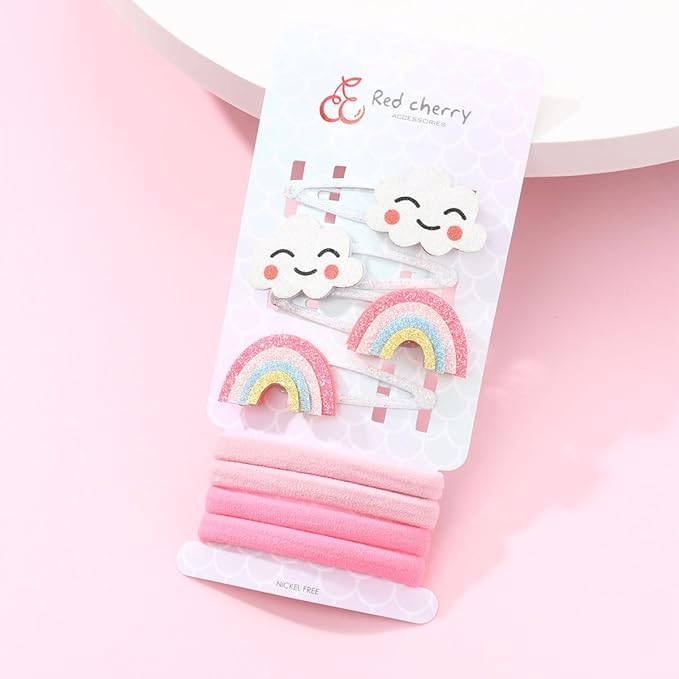 Baby Rainbow Cloud Headband Girls Hair Clips Pin Cloud Hair Band Rainbow Headwear BBG17 (Set-B)