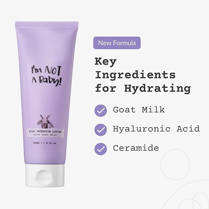 I’m Not a Baby Kids Lotion Goat Milk Hydrating Hyaluronic Acid Ceramide Intensive Lotion 150ml 5fl oz