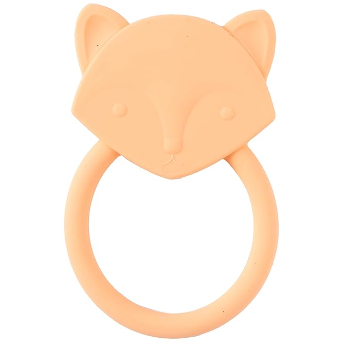 C.R. Gibson 100% Food Grade Silicone Fox Baby Teether for Infants, 2.75" x 4.25", Multicolor