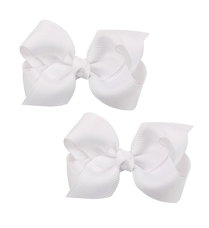 Baby Girl's 2Pcs Cute 3 Inch Pure Color Bow-knot Hair Clip for Photography Travel Daily Life (White)