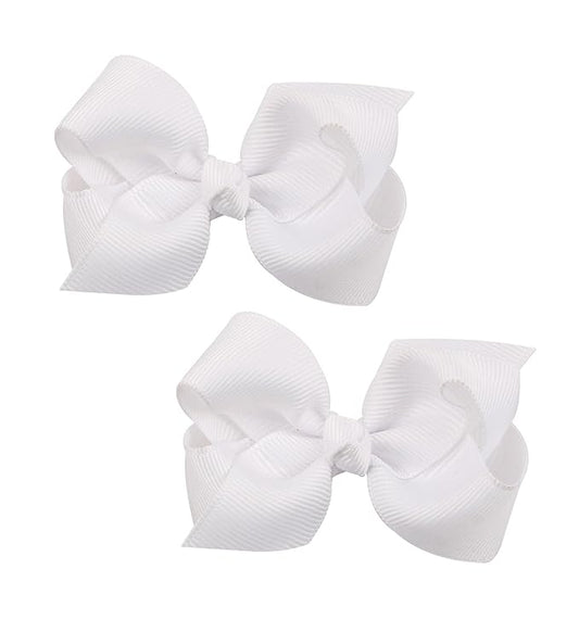 Baby Girl's 2Pcs Cute 3 Inch Pure Color Bow-knot Hair Clip for Photography Travel Daily Life (White)