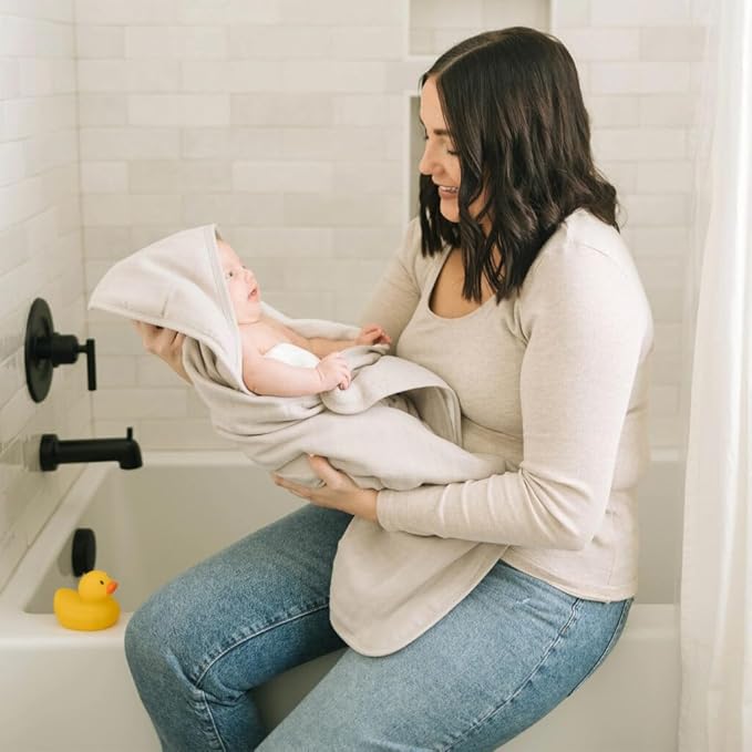 Little Unicorn Premium Infant Hooded Bath Towel| Soft & Absorbent Cotton & Terry Fabric for Newborns (Porpoise)