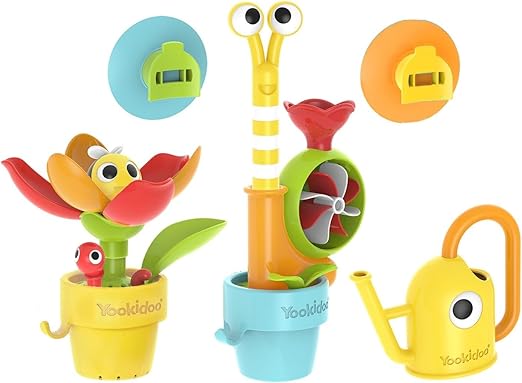 40218 YOOKIDOO Ephemeral Garden Baby Bath Toy with Garden Theme - Bath and Shower Game - Watering Can, Snail, Flowers - Baby Gift from 18 Months