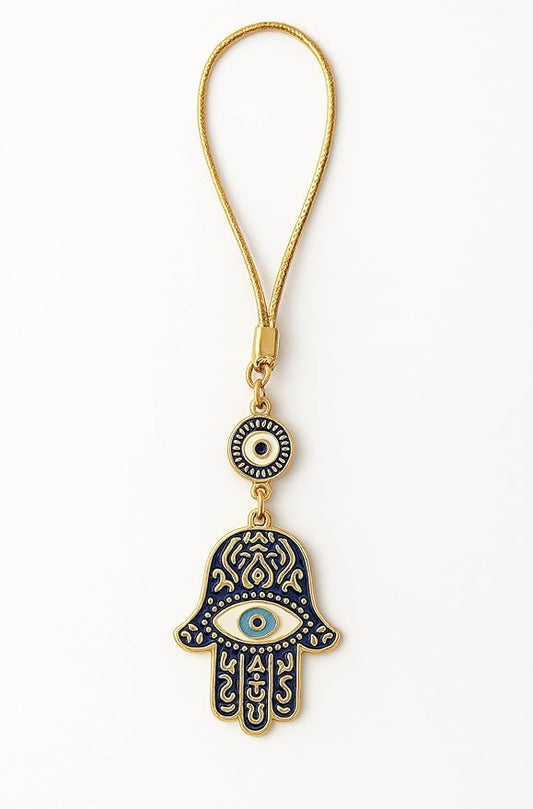 Simagift Luxury Gold Detailed Hand Of Fatma & Evil Eye Mirror Rearview Mirror Ornament