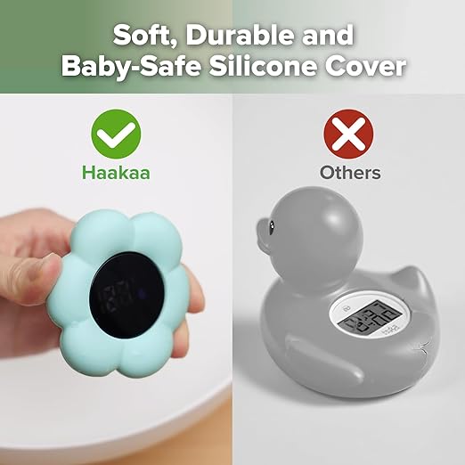 Haakaa Silicone Baby Bath Thermometer – Water Temperature Thermometer for Baby Safety, Floating Infant Bath tub Temp Thermometer for Newborns & Toddlers- Flower