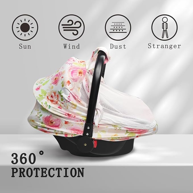 Little Tots Baby Car Seat Canopy Cover, Breathable Sun Shade, Full Privacy for Newborns & Infants, Universal Fit for Boys & Girls