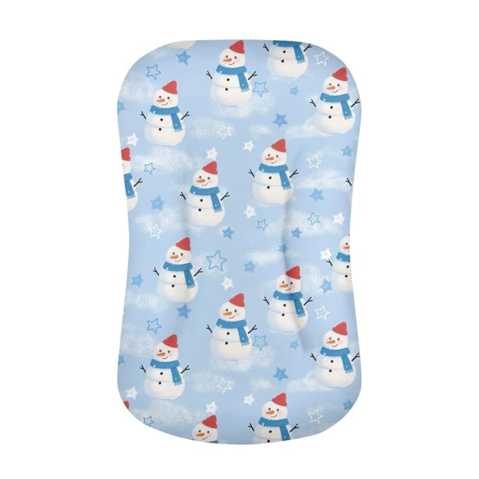 Cute Snowman Snuggle Me Lounger for Baby Nest Cover Baby Loungers Pillow Infant Lounger Sleeping for 0-12 Months Travel Infant Crib Covers