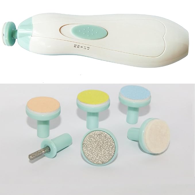 Baby Nail File Electric Nail Trimmer - Jaybva Safe Baby Nail Clippers Cutter for Newborn Children Toddlers Kids with LED Light Blue and Green
