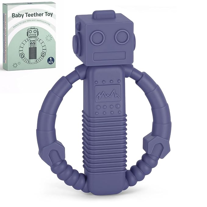 Baby Teether Toys, Silicone Teething Toys with Rattle for 3 Months +, Rattle Toy for Babies Boys & Girls, Relief Teething Pain, Smoothe Babies Gums (Color 3)